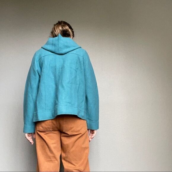 Peruvian Indigenous Alpaca Wool Women’s Blue Hoodie Zip Sweater Jacket Size M - Picture 9 of 9